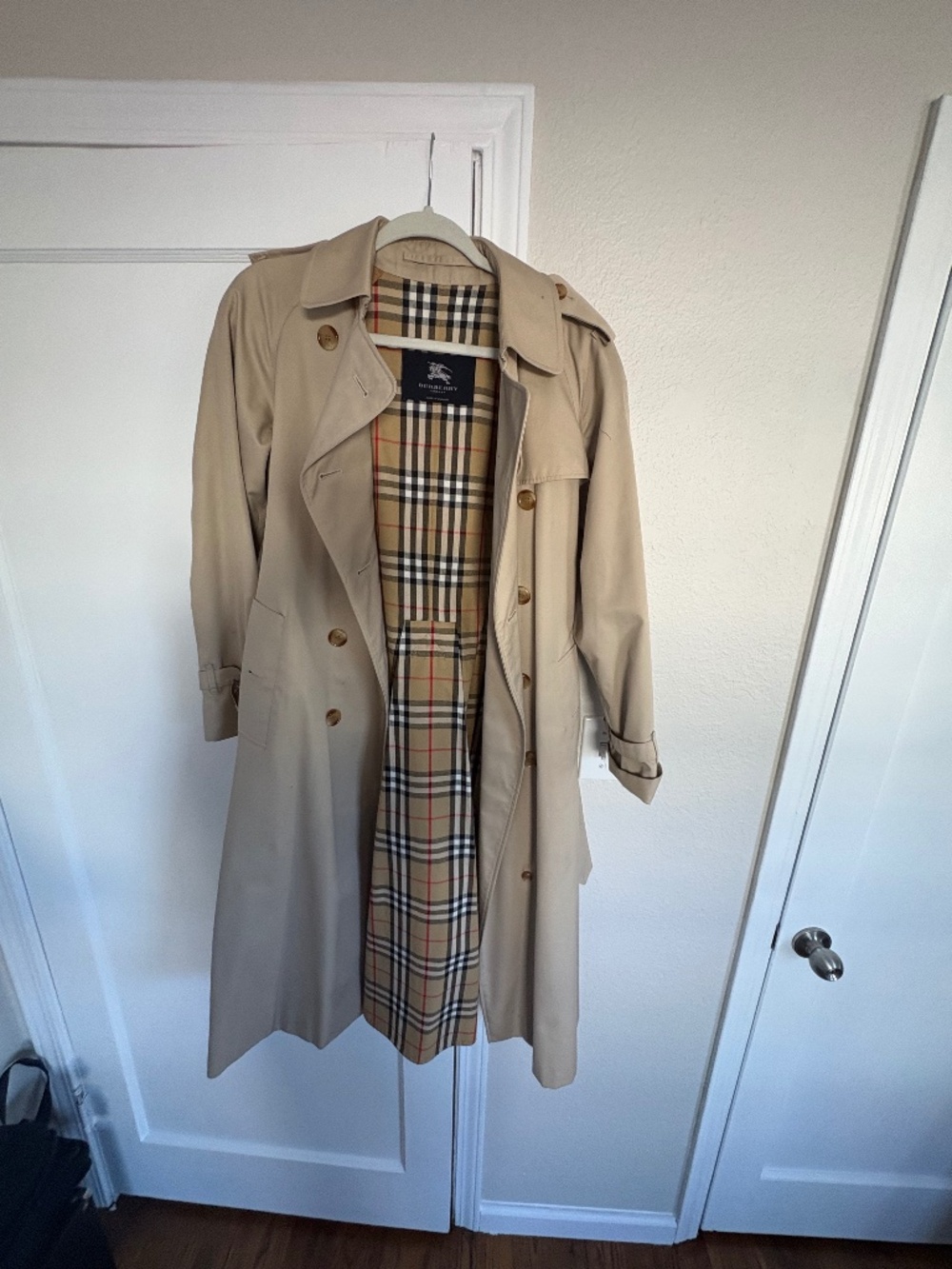 Vintage Burberry London Trench Coat Size 4 UK 6 Made in England Nova Check